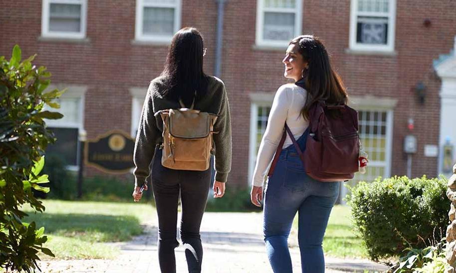 Two students walking on FSU campus